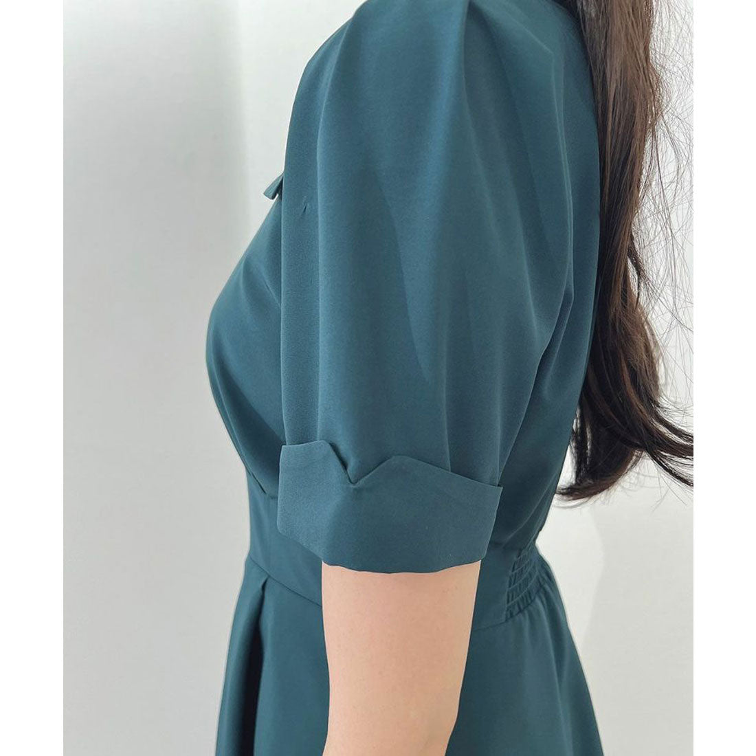 アンアナザーアンジェラス an another angelus 【洗える】ローズ刺繍衿ワンピース （BLUE GREEN） BLUE GREEN