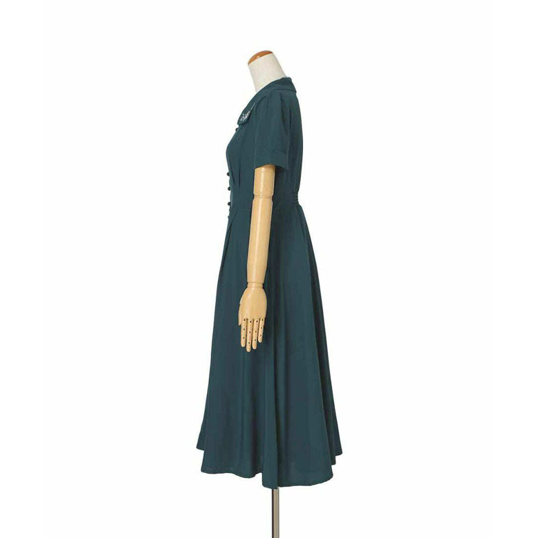 アンアナザーアンジェラス an another angelus 【洗える】ローズ刺繍衿ワンピース （BLUE GREEN） BLUE GREEN