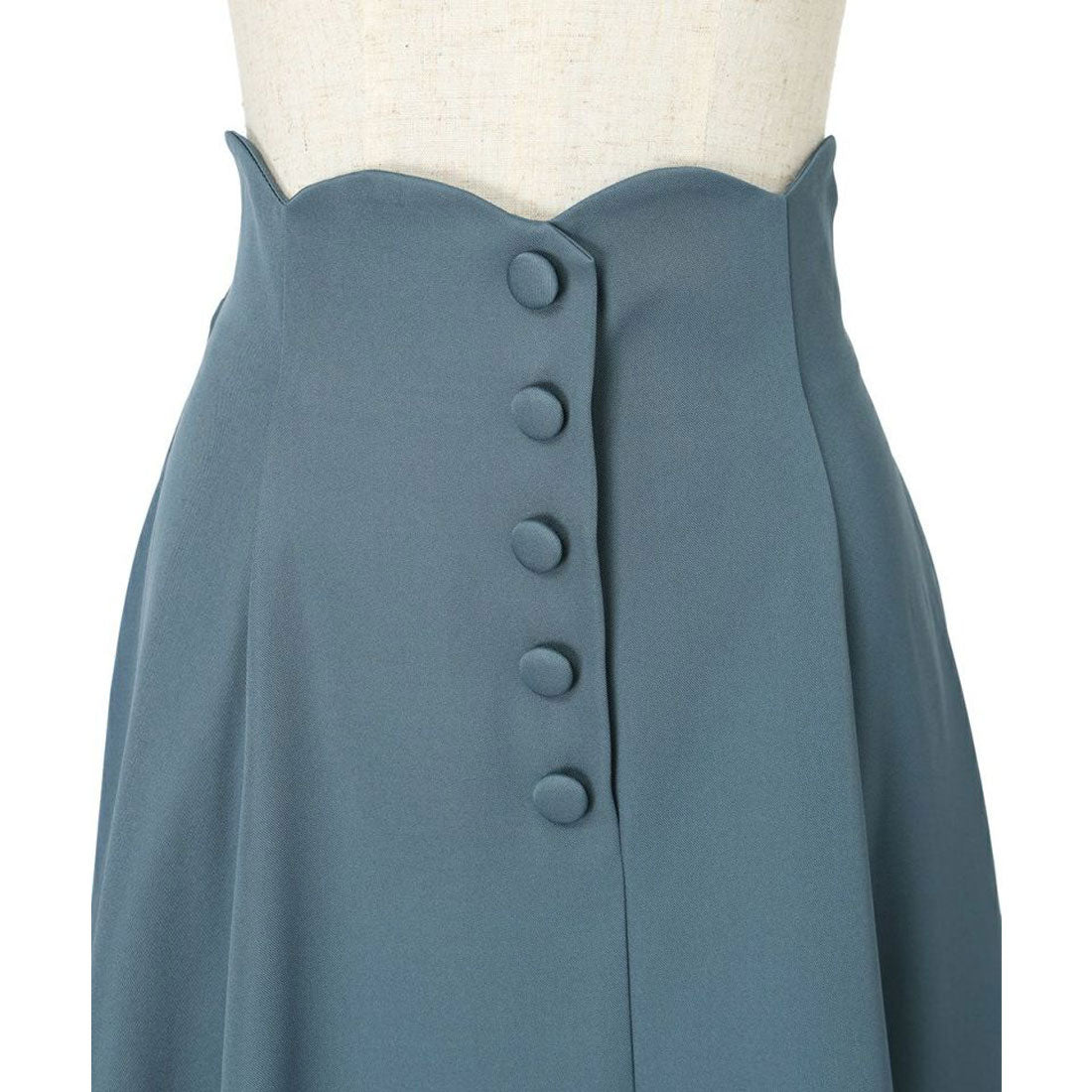 アンアナザーアンジェラス an another angelus 【洗える】ハイウエストスカラップフレアースカート （BLUE） BLUE