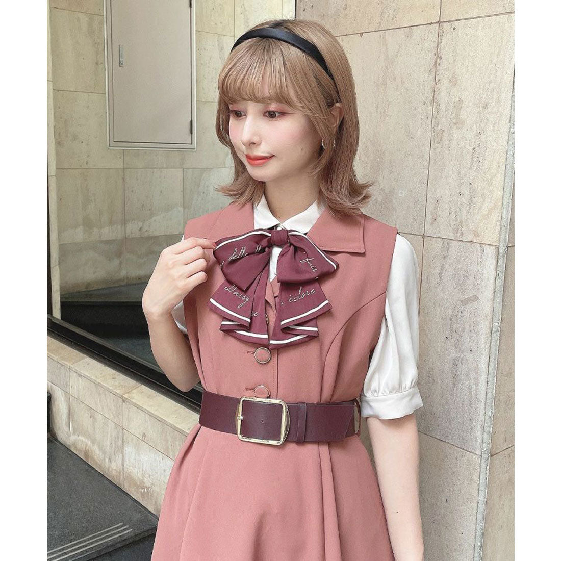 アンアナザーアンジェラス an another angelus 【洗える】スカーフ風ラッフルリボンタイ付きブラウス （L/BEIGE） L/BEIGE