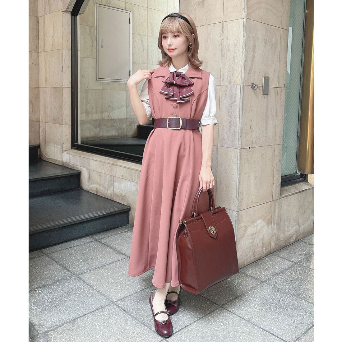 アンアナザーアンジェラス an another angelus 【洗える】スカーフ風ラッフルリボンタイ付きブラウス （L/BEIGE） L/BEIGE