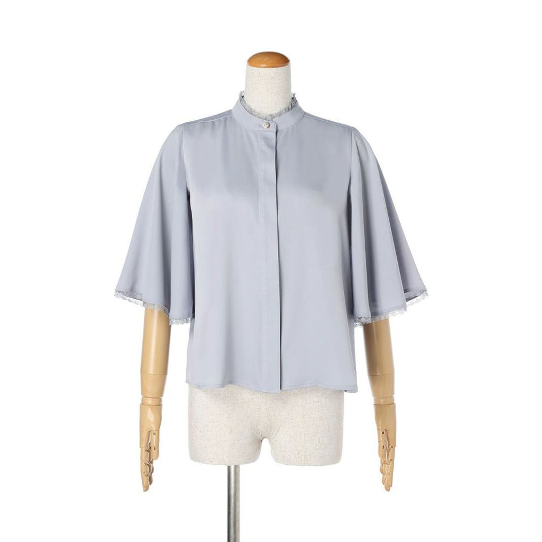 アンアナザーアンジェラス an another angelus レース使いケープスリーブブラウス （BLUE GRAY） BLUE GRAY