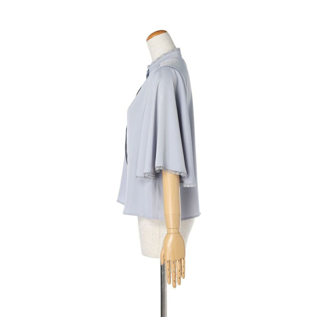 アンアナザーアンジェラス an another angelus レース使いケープスリーブブラウス （BLUE GRAY） BLUE GRAY