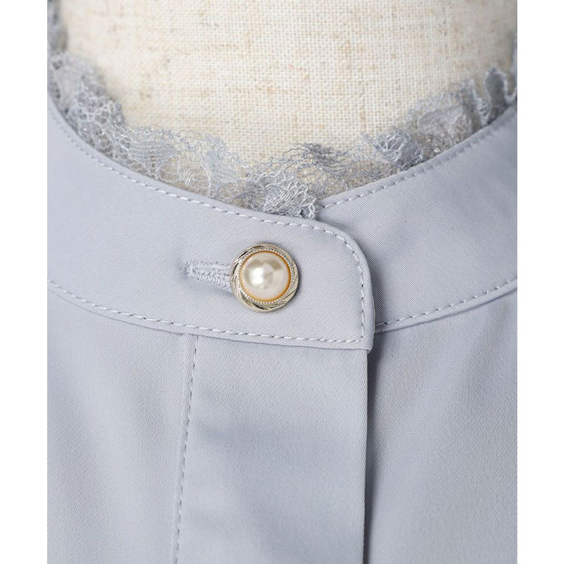 アンアナザーアンジェラス an another angelus レース使いケープスリーブブラウス （BLUE GRAY） BLUE GRAY