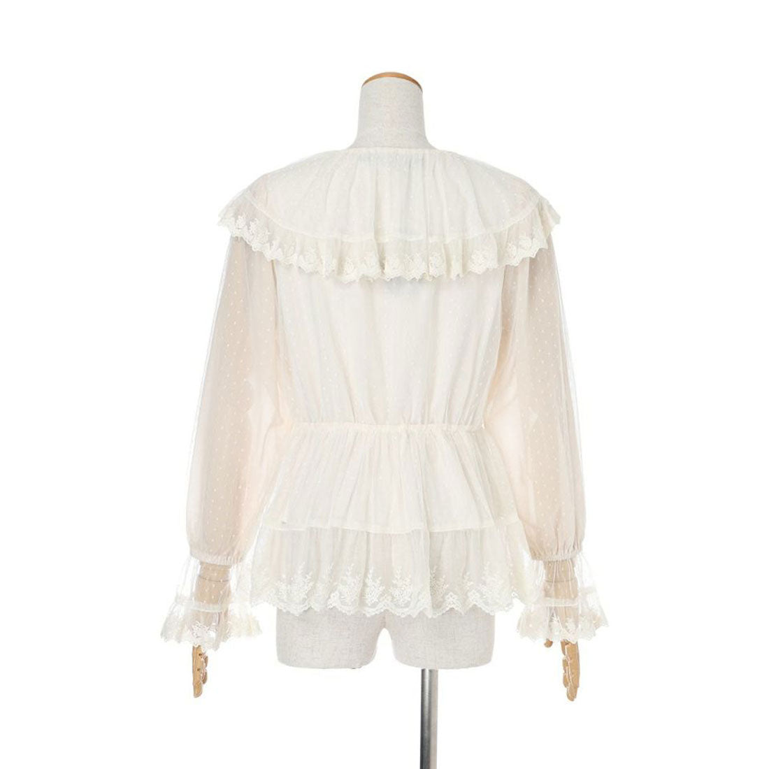 アンアナザーアンジェラス an another angelus 【洗える】レース使いドットチュールブラウス （IVORY） IVORY