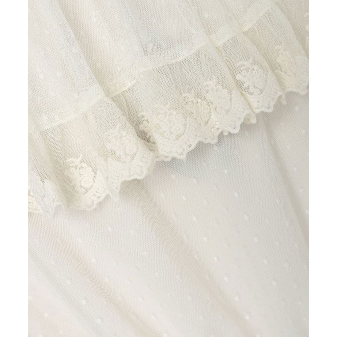 アンアナザーアンジェラス an another angelus 【洗える】レース使いドットチュールブラウス （IVORY） IVORY