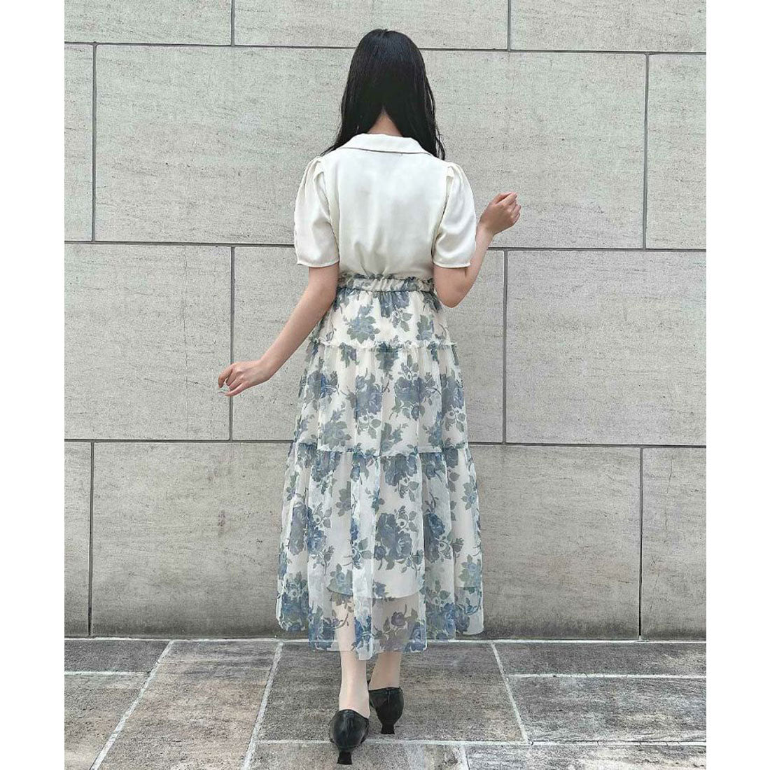 アンアナザーアンジェラス an another angelus 【洗える】プチローズ刺繍入り変形衿ブラウス （IVORY） IVORY