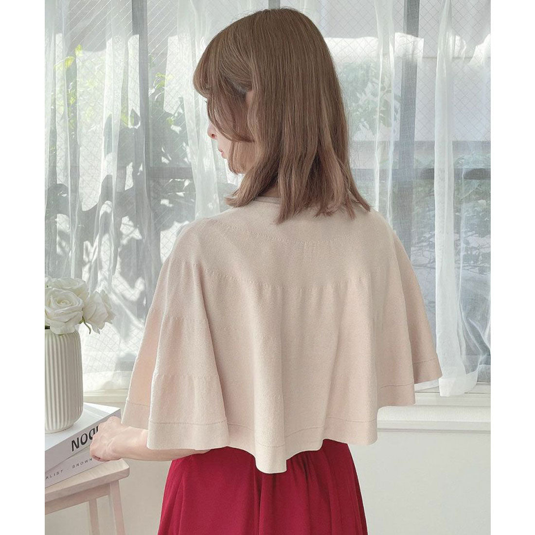 アンアナザーアンジェラス an another angelus 【洗える】チェーン付きダブル釦2wayケープニット （L/BEIGE） L/BEIGE