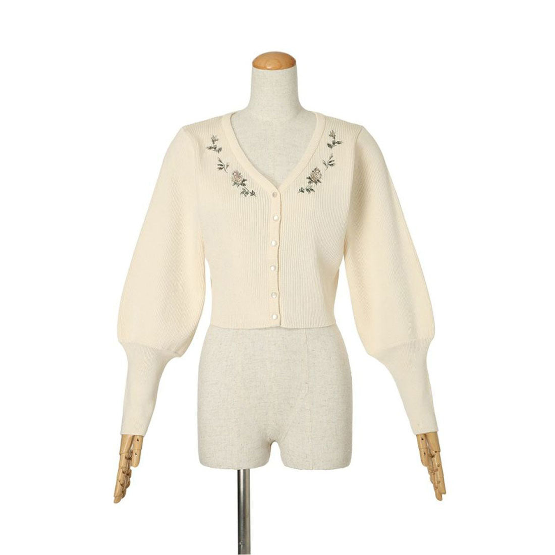 アンアナザーアンジェラス an another angelus 【洗える】ローズ刺繍リブニットカーディガン （OFF WHITE） OFF WHITE