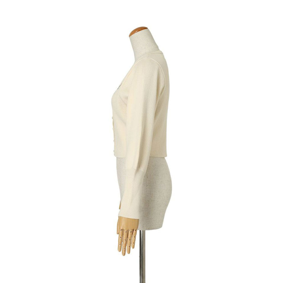 アンアナザーアンジェラス an another angelus 【洗える】ローズ刺繍リブニットカーディガン （OFF WHITE） OFF WHITE