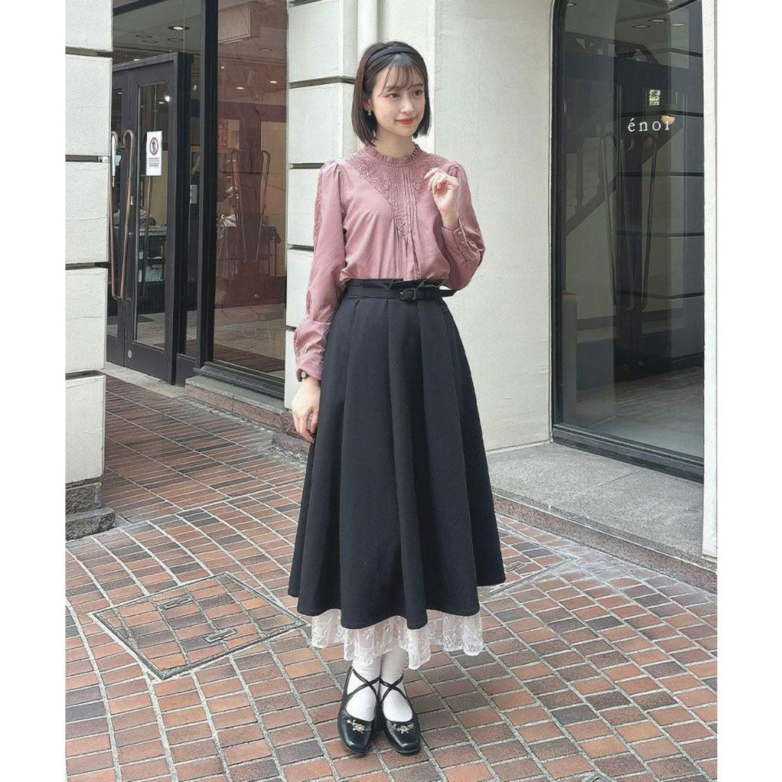 アンアナザーアンジェラス an another angelus 【洗える】フロントピンタックレース使いブラウス （MAUVE） MAUVE