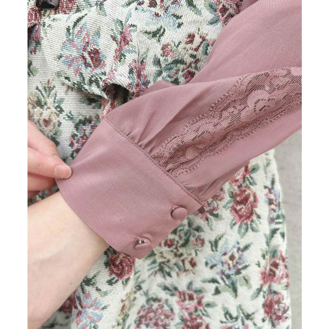 アンアナザーアンジェラス an another angelus 【洗える】フロントピンタックレース使いブラウス （MAUVE） MAUVE