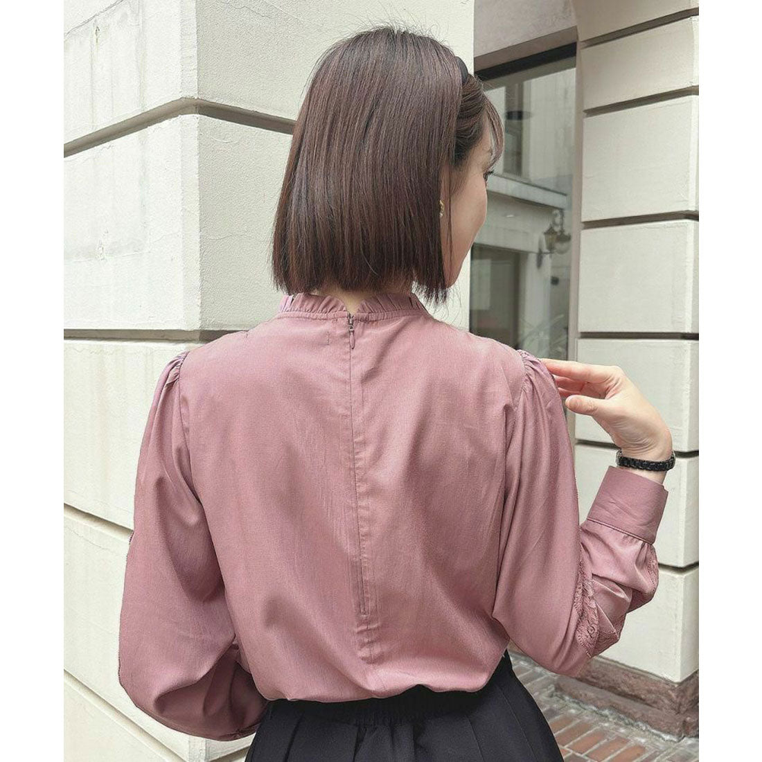 アンアナザーアンジェラス an another angelus 【洗える】フロントピンタックレース使いブラウス （MAUVE） MAUVE