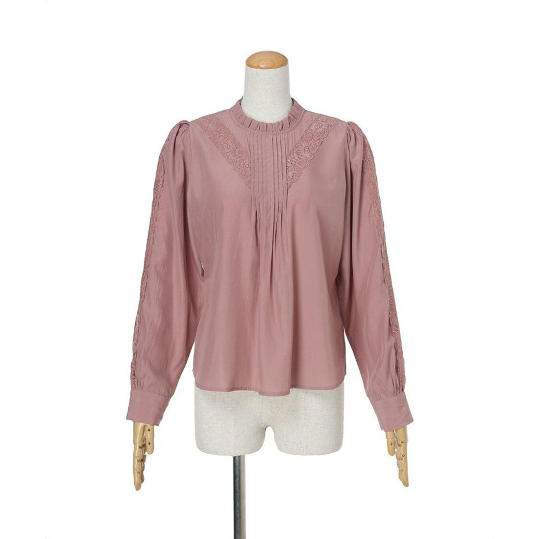 アンアナザーアンジェラス an another angelus 【洗える】フロントピンタックレース使いブラウス （MAUVE） MAUVE