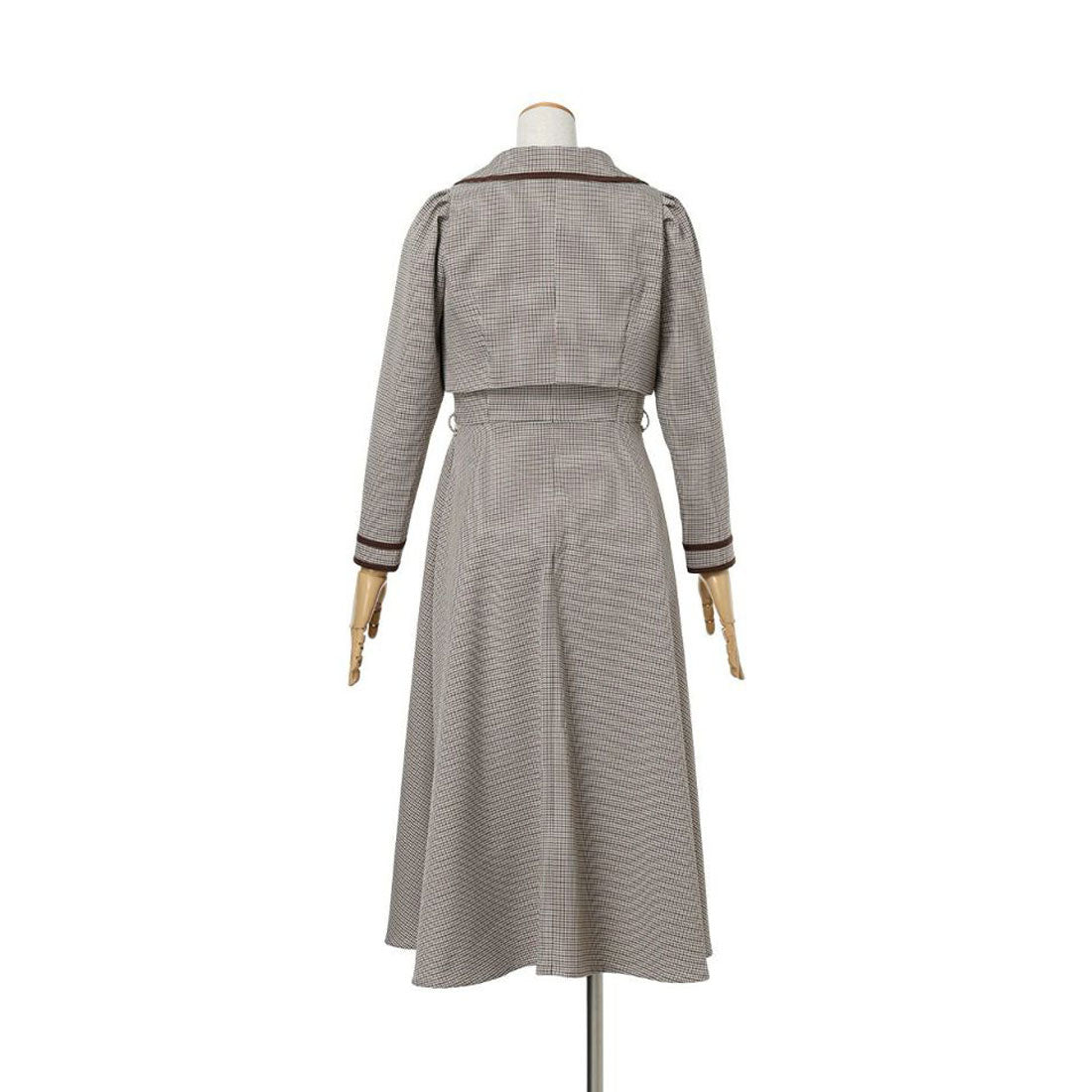アンアナザーアンジェラス an another angelus 配色使いミニ千鳥ショートジャケットセットアップ （BEIGE×BR） BEIGE×BR