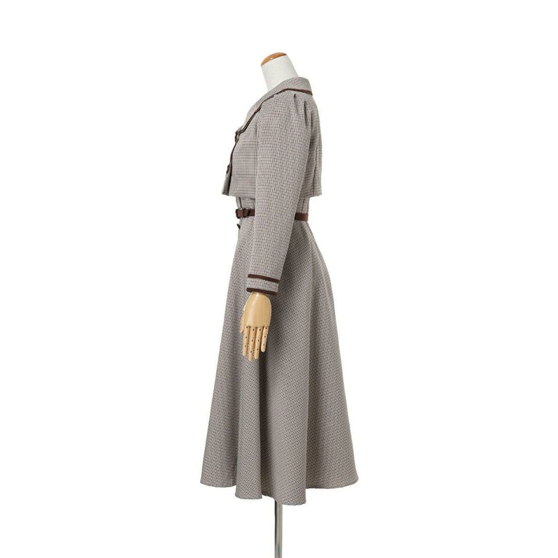 アンアナザーアンジェラス an another angelus 配色使いミニ千鳥ショートジャケットセットアップ （BEIGE×BR） BEIGE×BR