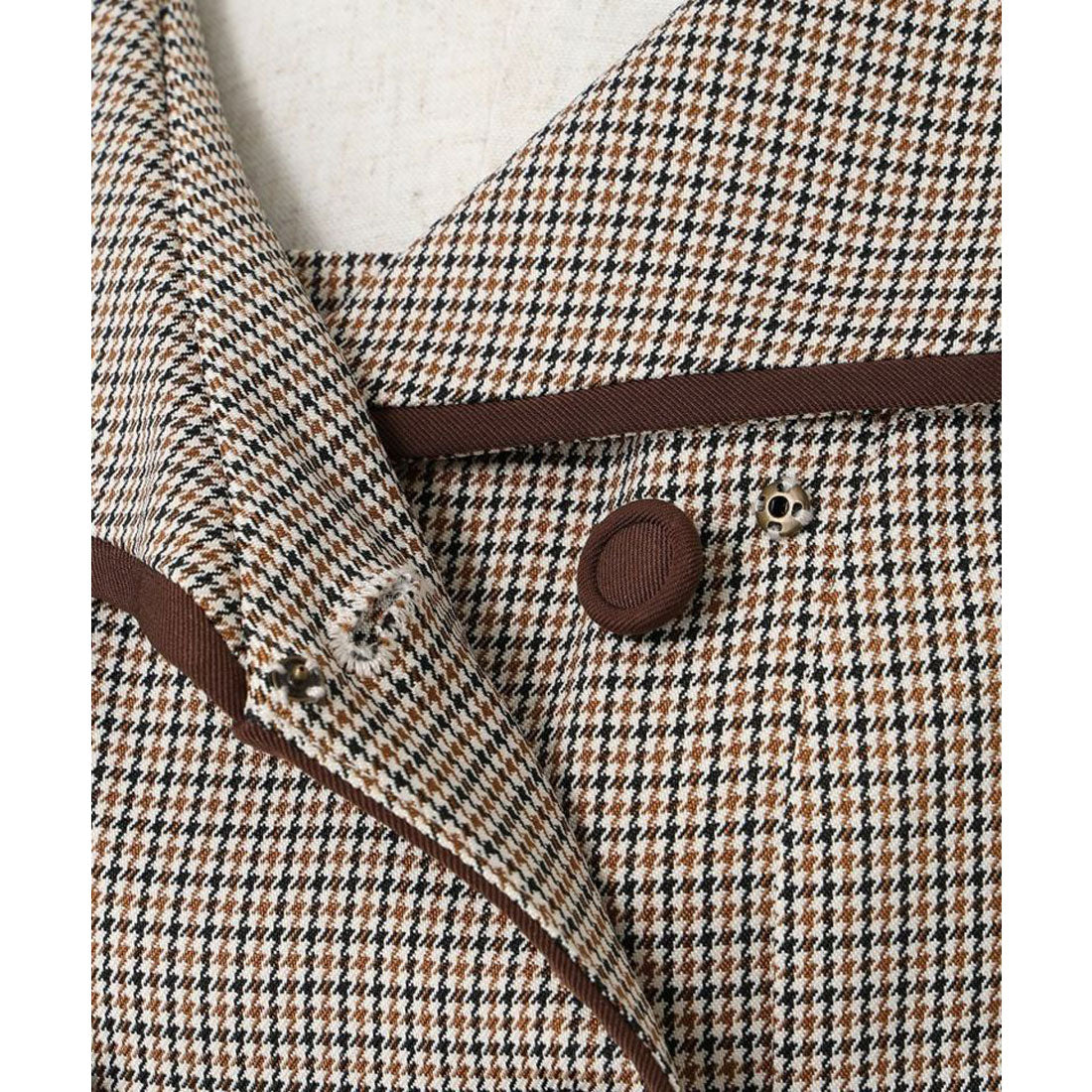 アンアナザーアンジェラス an another angelus 配色使いミニ千鳥ショートジャケットセットアップ （BEIGE×BR） BEIGE×BR
