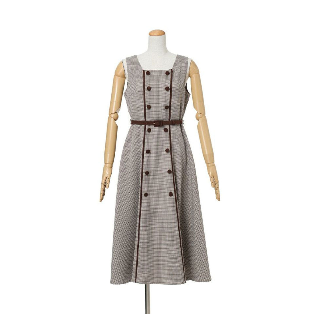 アンアナザーアンジェラス an another angelus 配色使いミニ千鳥ショートジャケットセットアップ （BEIGE×BR） BEIGE×BR