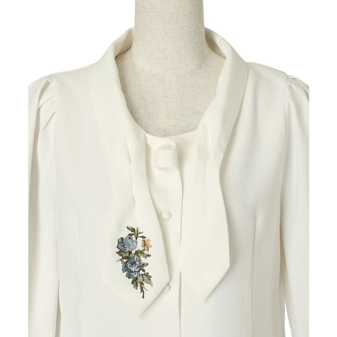 アンアナザーアンジェラス an another angelus 【洗える/セットアップ可能】ローズ刺繍ショールカラーネクタイブラウス （L/BEIGE） L/BEIGE