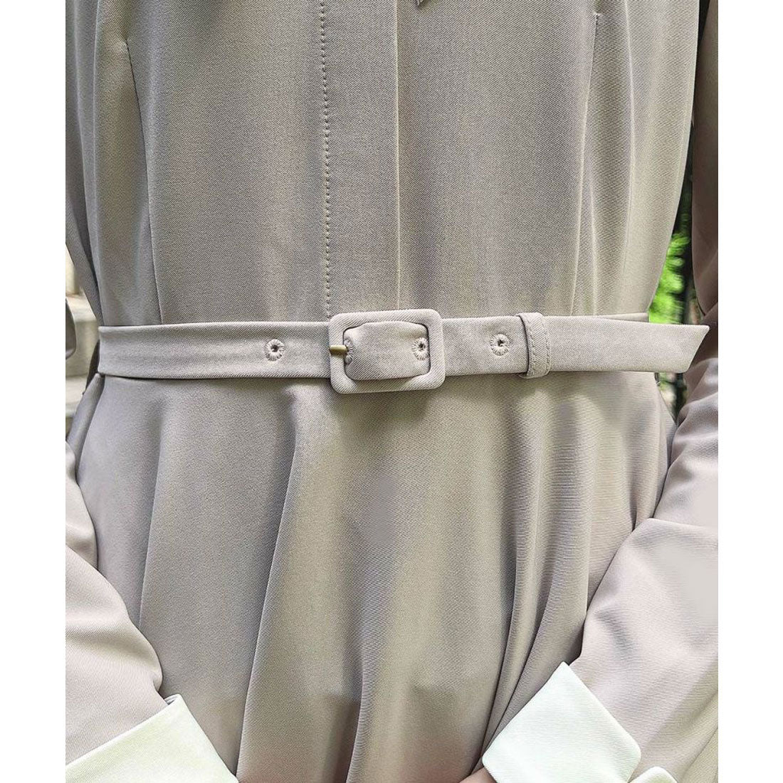 アンアナザーアンジェラス an another angelus 【洗える】リボンタイ付きクレリックサーキュラーワンピース （L/GRAY） L/GRAY