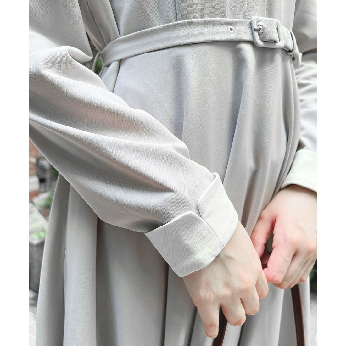 アンアナザーアンジェラス an another angelus 【洗える】リボンタイ付きクレリックサーキュラーワンピース （L/GRAY） L/GRAY