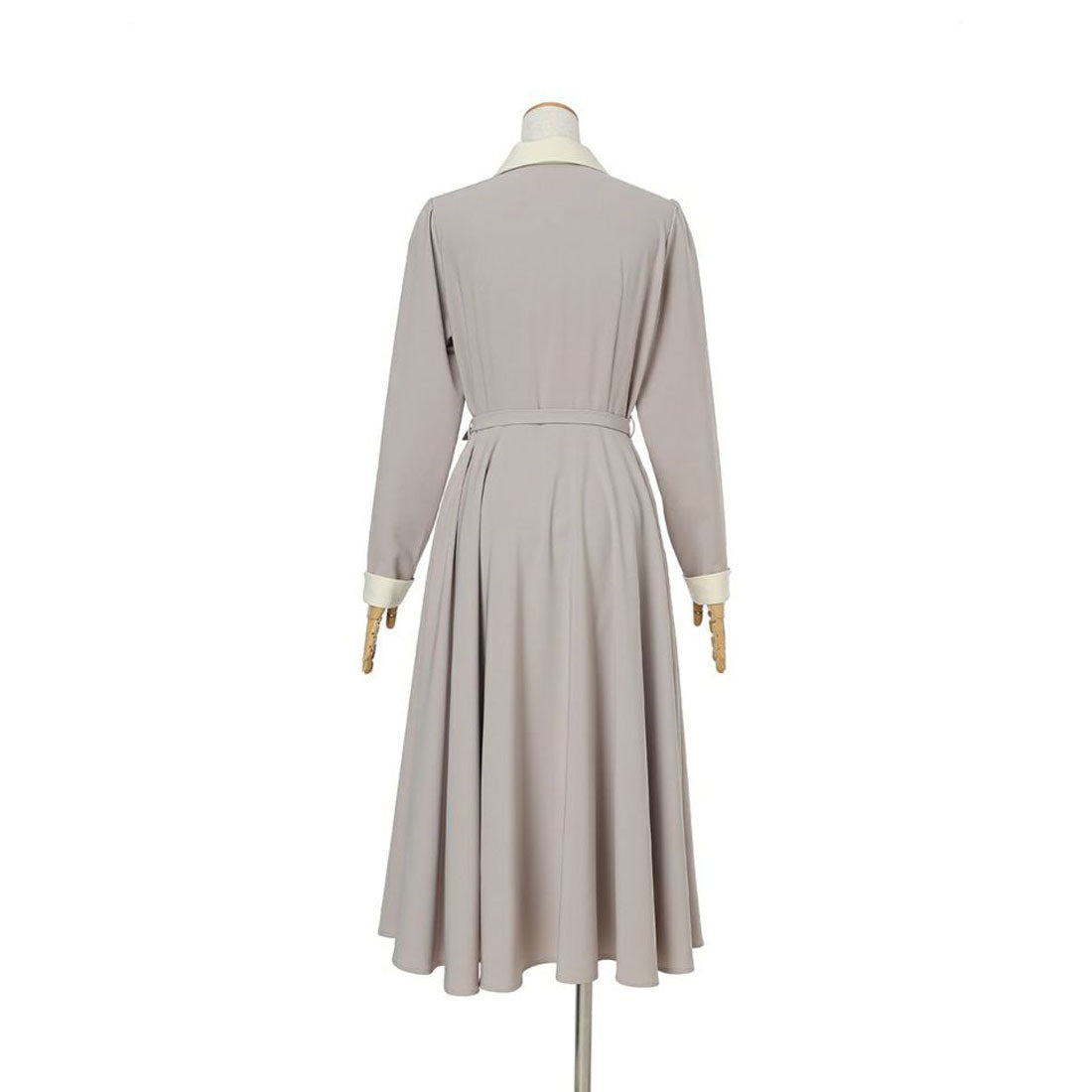 アンアナザーアンジェラス an another angelus 【洗える】リボンタイ付きクレリックサーキュラーワンピース （L/GRAY） L/GRAY