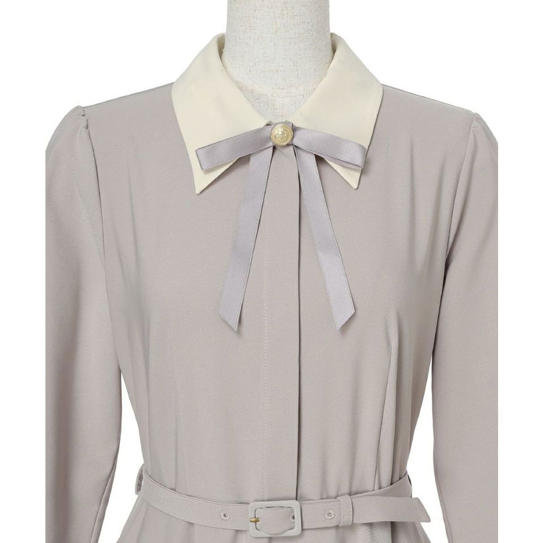 アンアナザーアンジェラス an another angelus 【洗える】リボンタイ付きクレリックサーキュラーワンピース （L/GRAY） L/GRAY