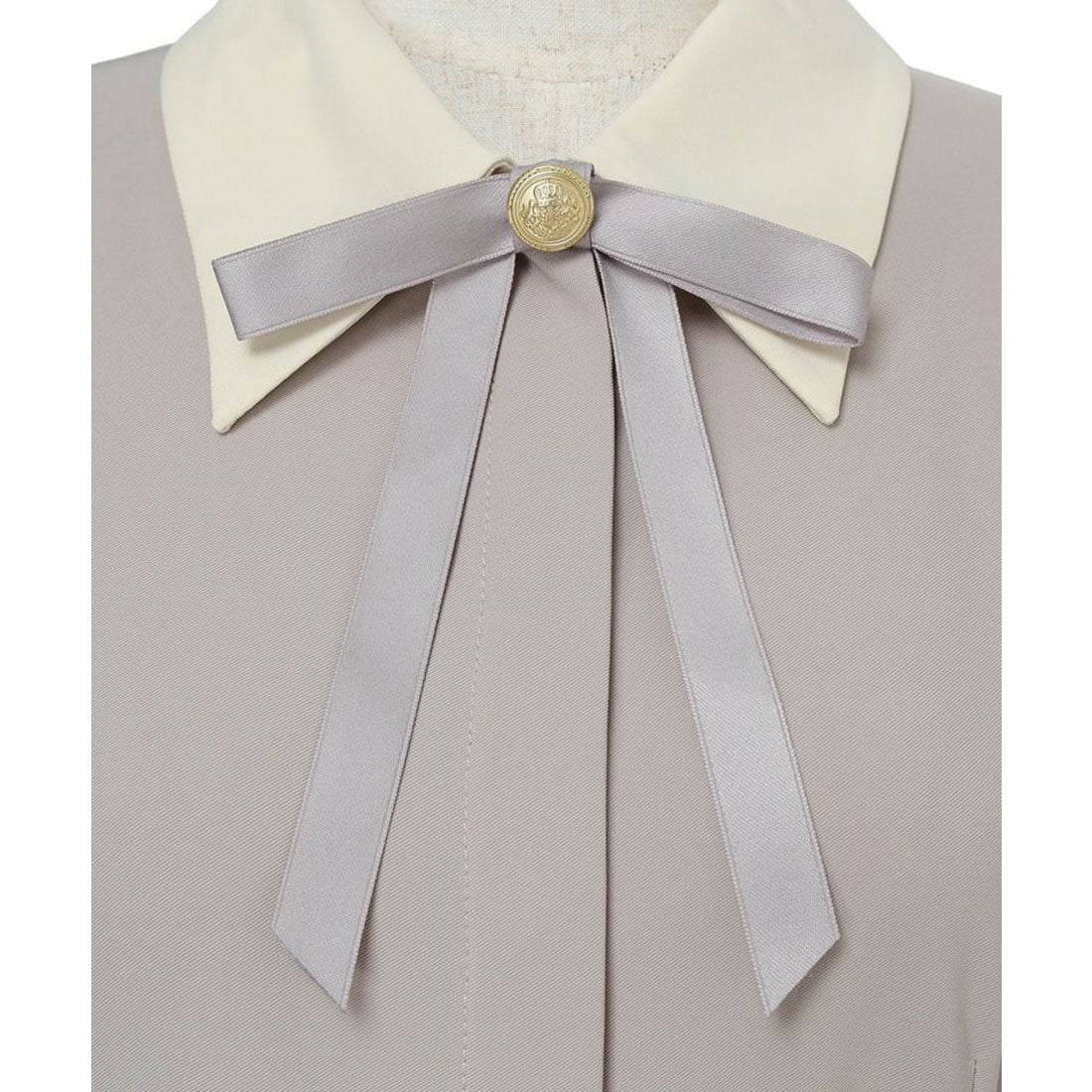 アンアナザーアンジェラス an another angelus 【洗える】リボンタイ付きクレリックサーキュラーワンピース （L/GRAY） L/GRAY