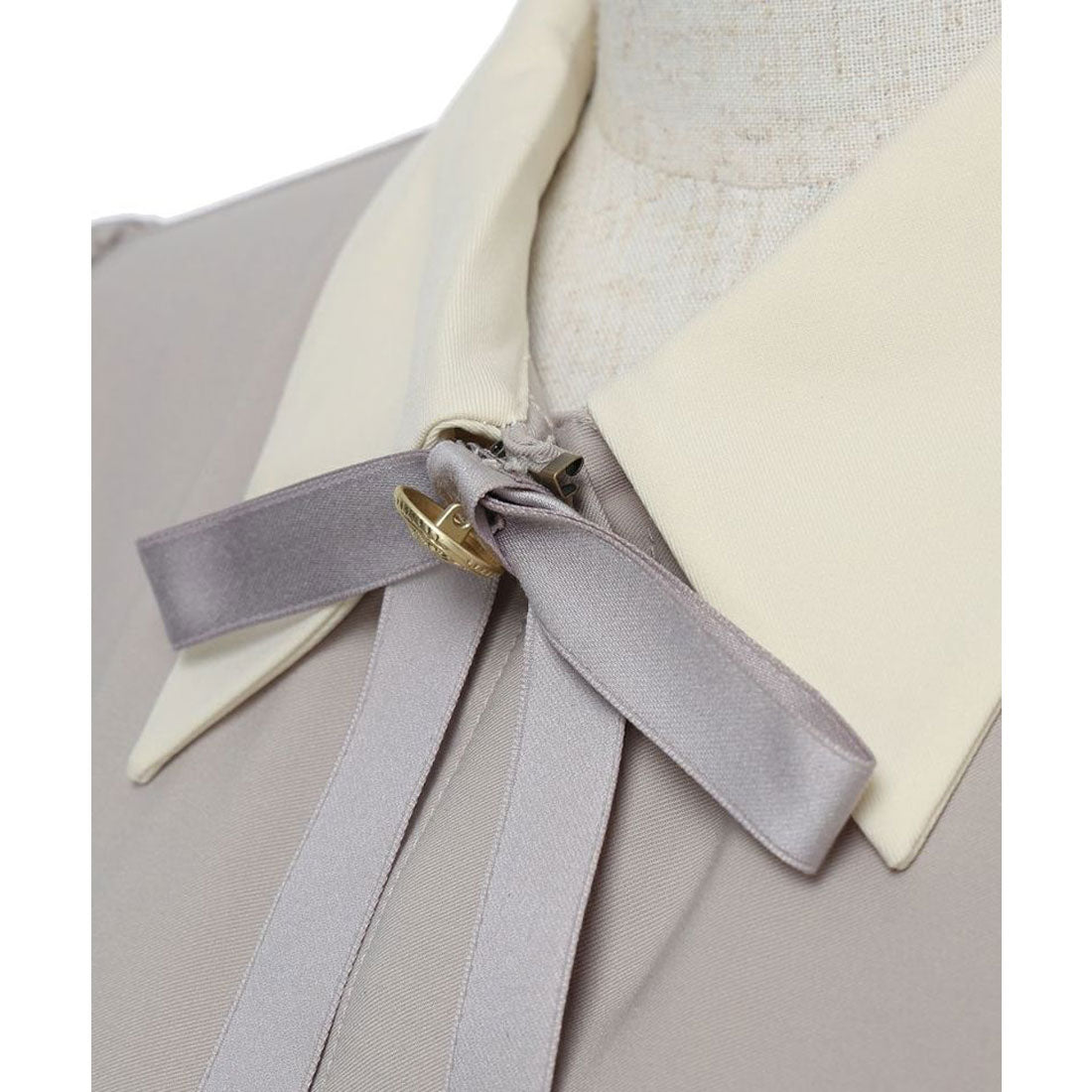 アンアナザーアンジェラス an another angelus 【洗える】リボンタイ付きクレリックサーキュラーワンピース （L/GRAY） L/GRAY