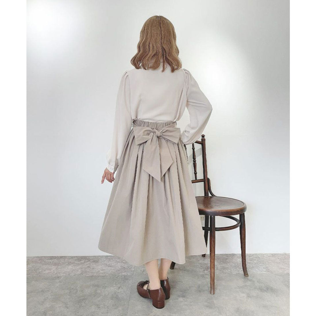 アンアナザーアンジェラス an another angelus 【洗える・撥水加工】リボンベルト撥水ギャザースカート （BEIGE） BEIGE