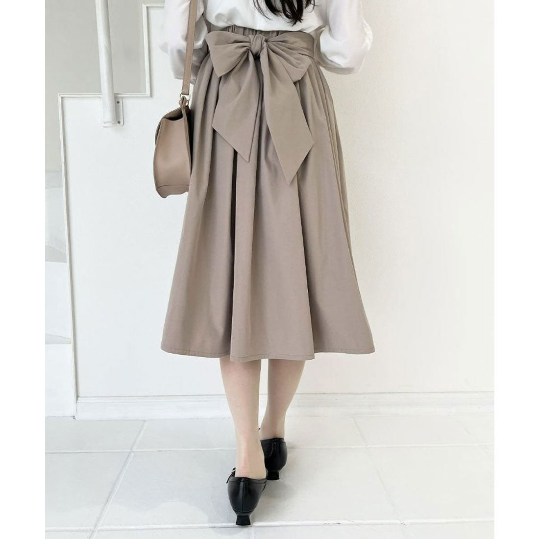 アンアナザーアンジェラス an another angelus 【洗える・撥水加工】リボンベルト撥水ギャザースカート （BEIGE） BEIGE