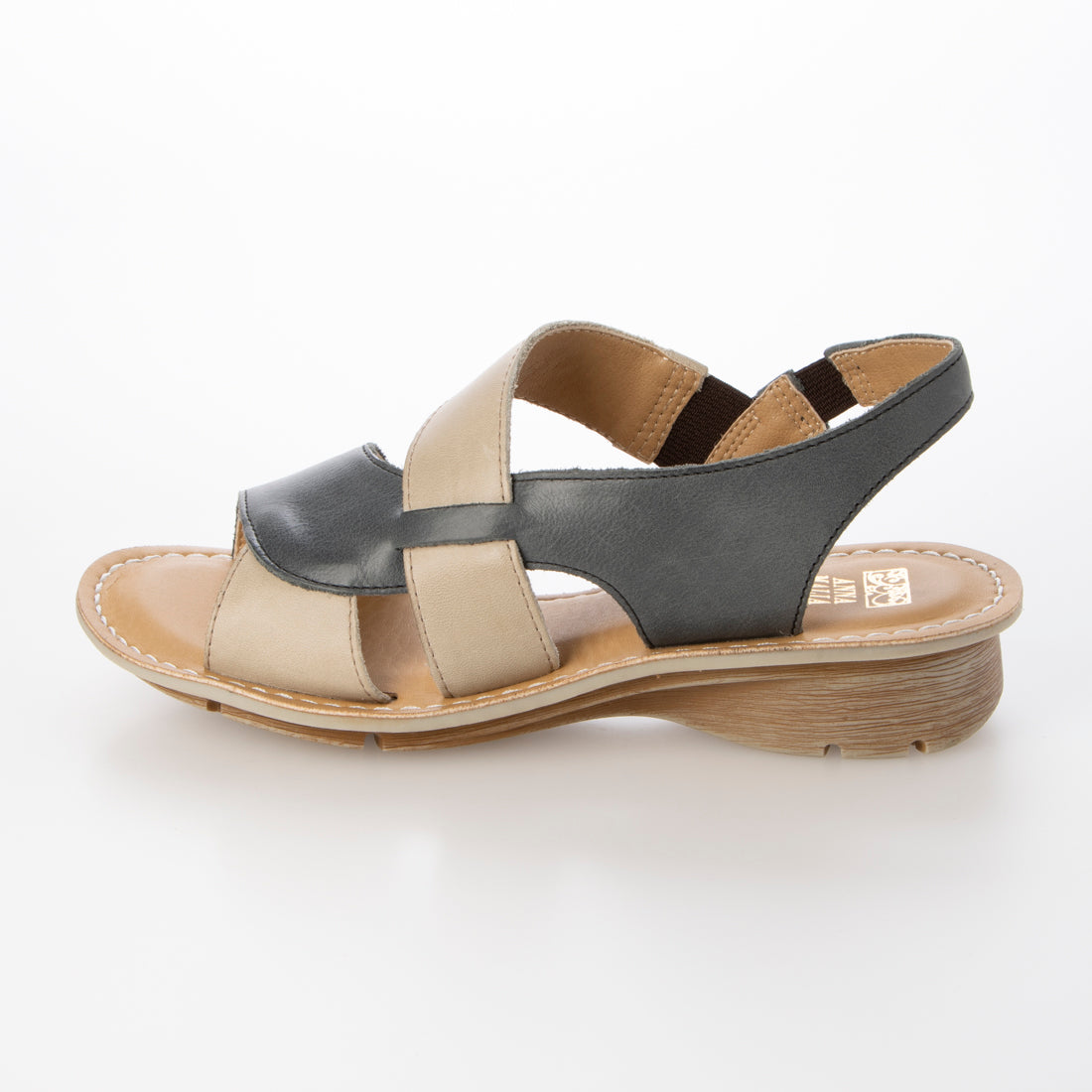 アンナマリア ANNA MALIA 【本革】アンティークレザー カラーコンビ サンダル ウエッジ （ネイビーコンビ） ネイビーコンビ