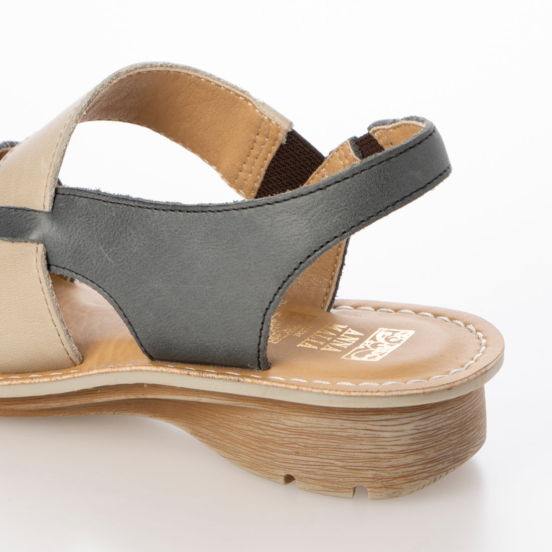 アンナマリア ANNA MALIA 【本革】アンティークレザー カラーコンビ サンダル ウエッジ （ネイビーコンビ） ネイビーコンビ