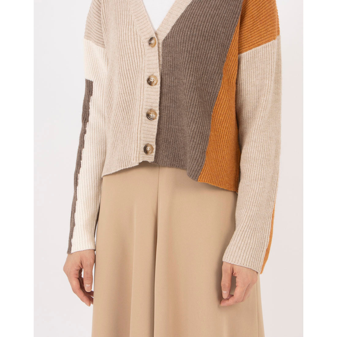 アンナニコラ Anna Nicola 配色切り替えニットカーディガン