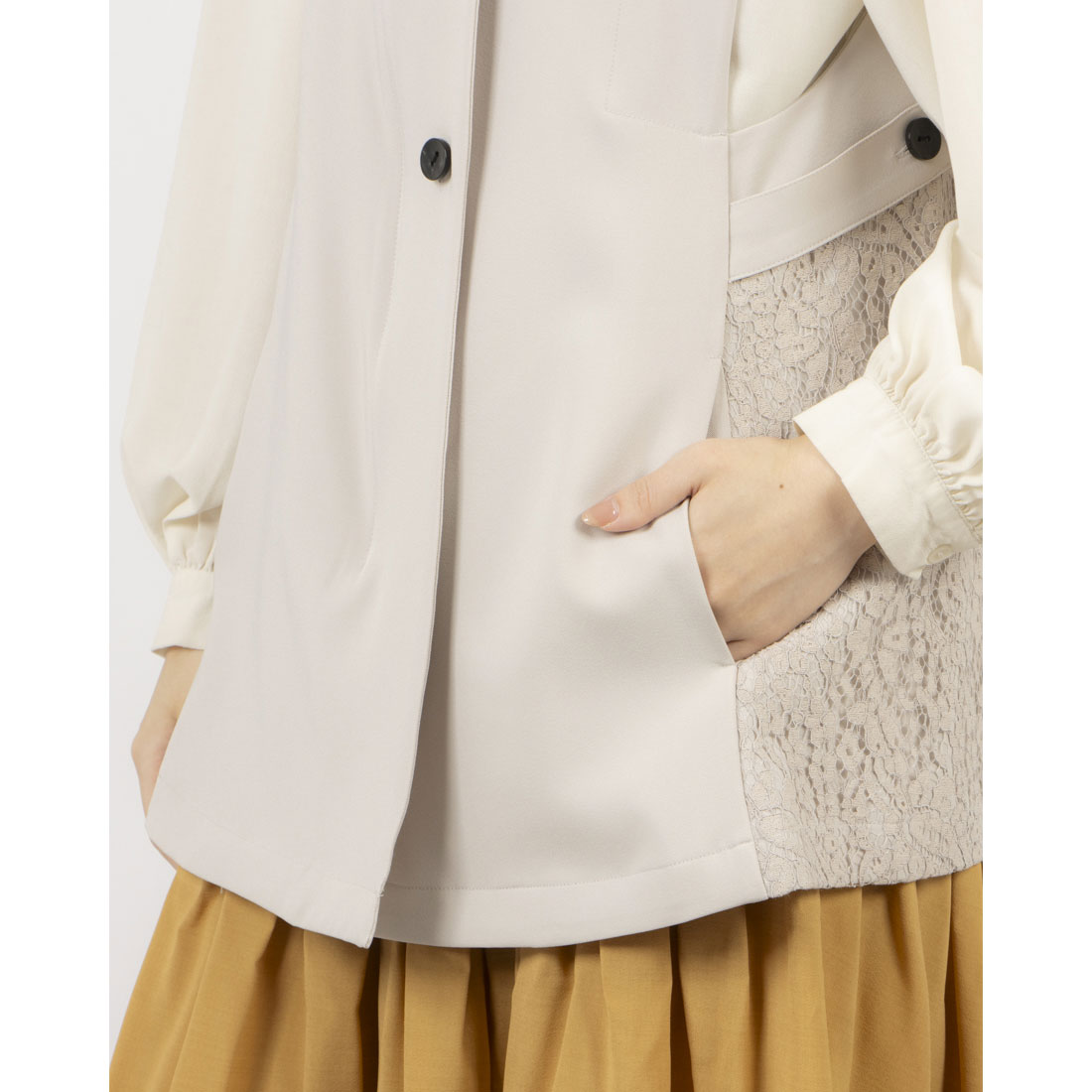 Anna Nicola Lace Panel Smart Gilet Zip Vest