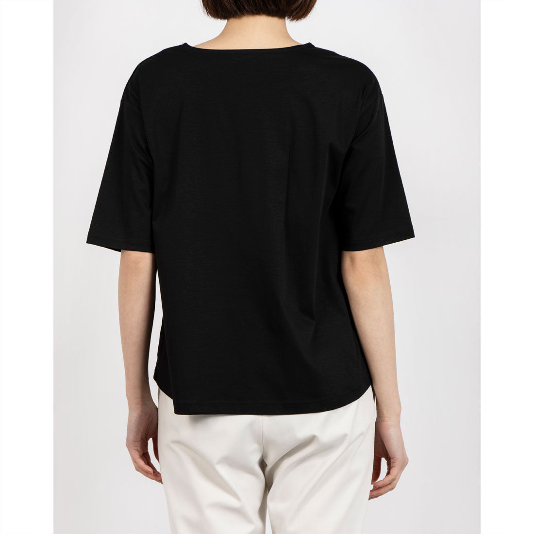 アンナニコラ Anna Nicola ランダムプリント半袖Tシャツ 箔プリントカットソー （ブラック） ブラック