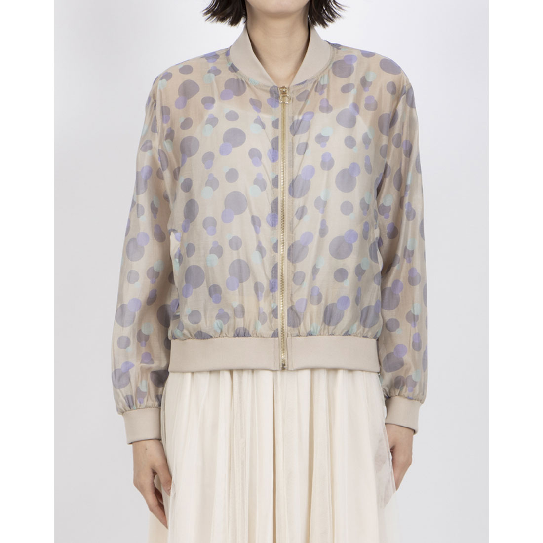 アンナニコラ Anna Nicola ランダムドットシアーブルゾン （サンドベージュ） サンドベージュ