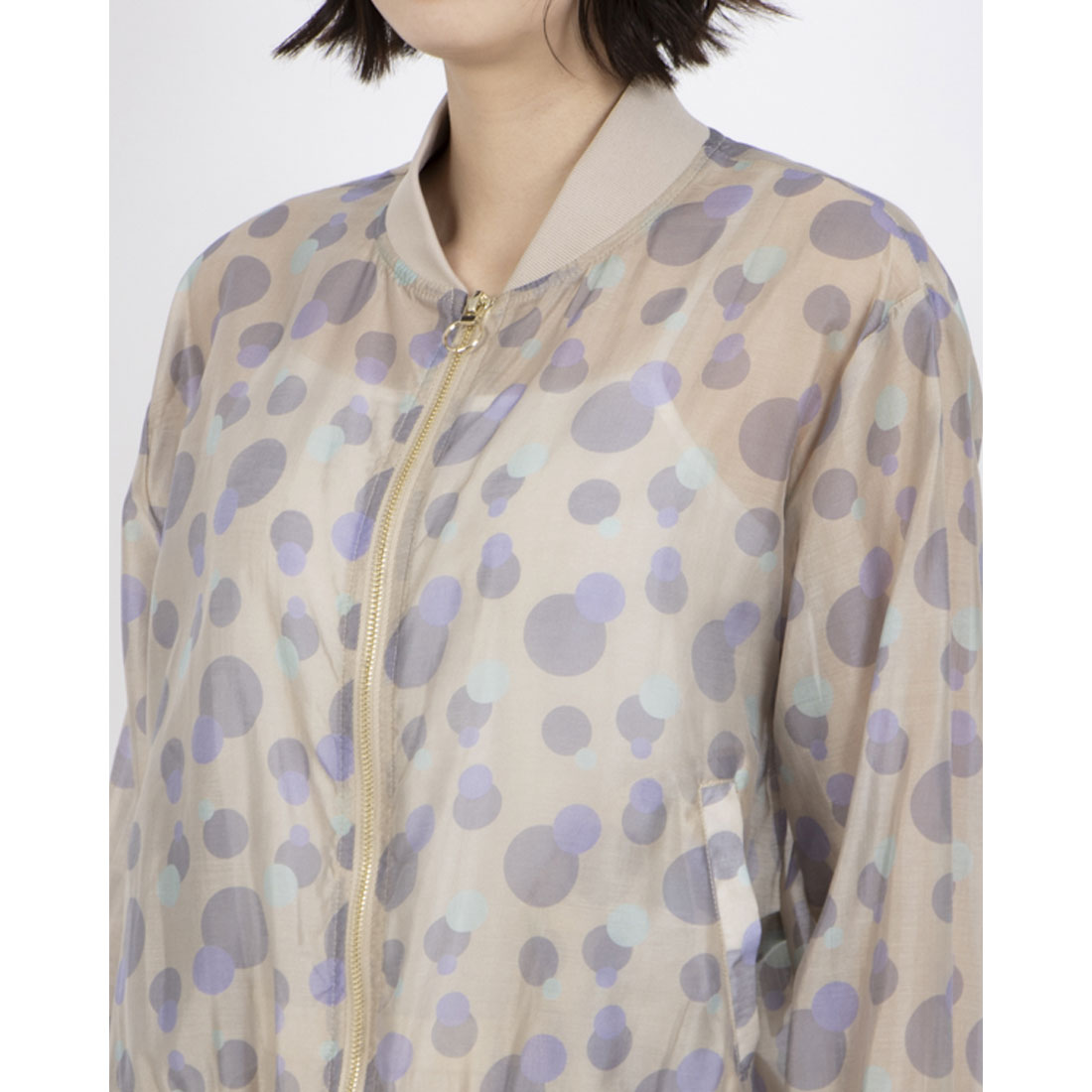 アンナニコラ Anna Nicola ランダムドットシアーブルゾン （サンドベージュ） サンドベージュ