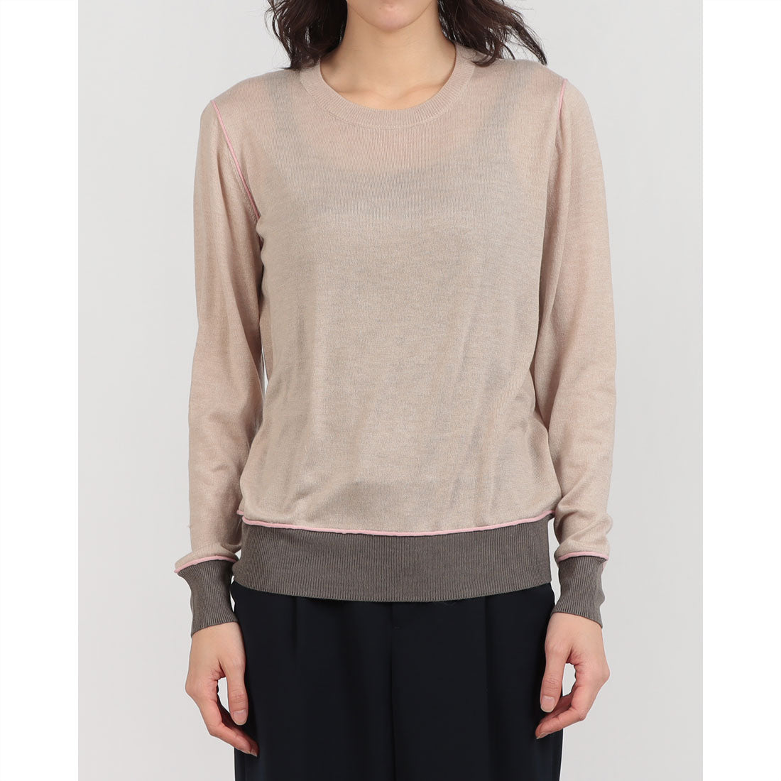 アンナニコラ Anna Nicola シルク混配色ニット （ベージュ） ベージュ