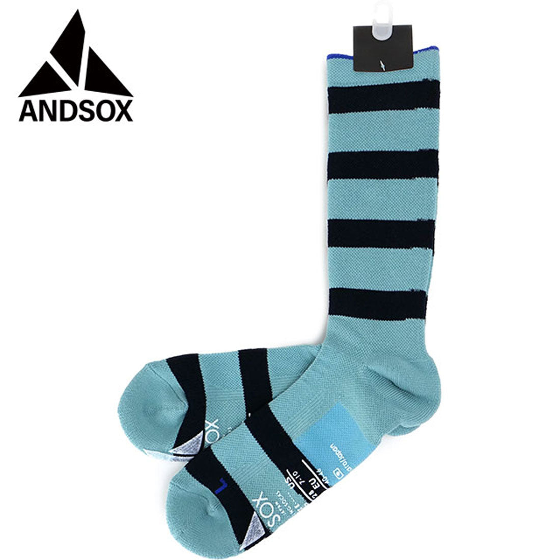アンドソックス ANDSOX SUPPORT PILE CREW STRIPE SKY/NAVY [26486/26487] （SKY/NAVY） SKY/NAVY