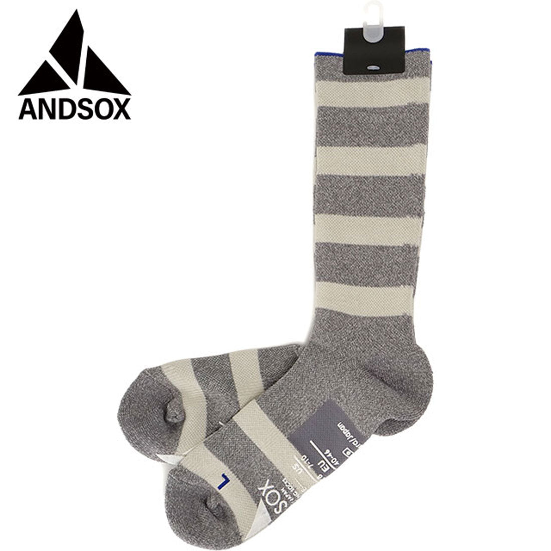アンドソックス ANDSOX SUPPORT PILE CREW STRIPE GRAY/OFFWHITE [26480/26481] （GRAY/OFFWHITE） GRAY/OFFWHITE