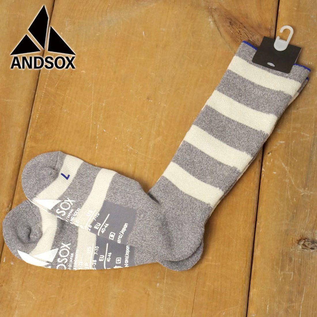 アンドソックス ANDSOX SUPPORT PILE CREW STRIPE GRAY/OFFWHITE [26480/26481] （GRAY/OFFWHITE） GRAY/OFFWHITE