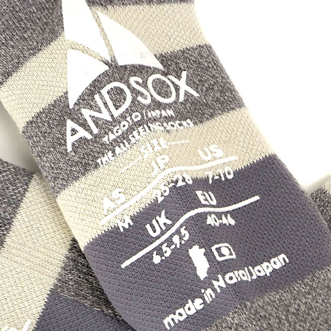 アンドソックス ANDSOX SUPPORT PILE CREW STRIPE GRAY/OFFWHITE [26480/26481] （GRAY/OFFWHITE） GRAY/OFFWHITE
