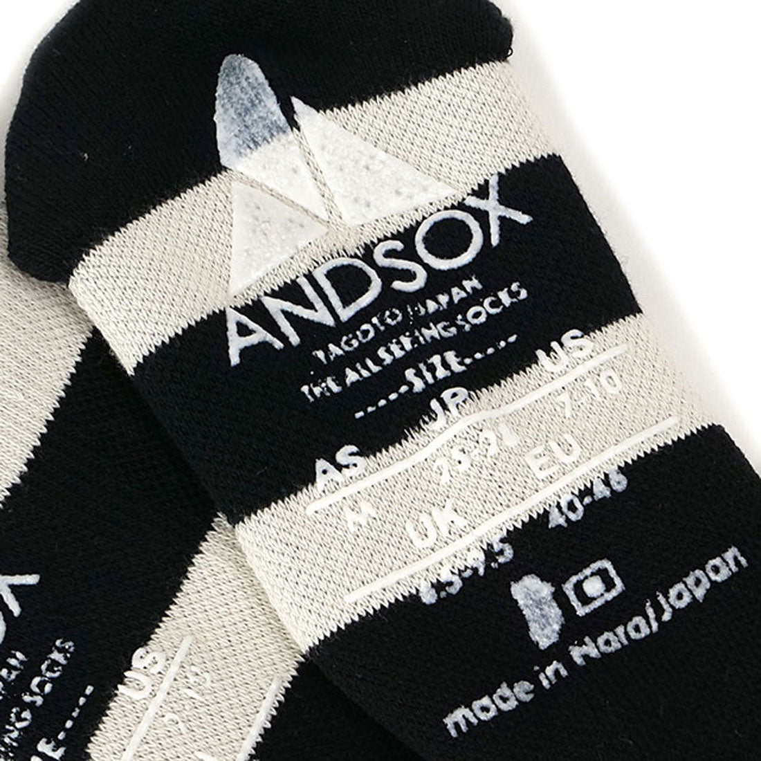 アンドソックス ANDSOX SUPPORT PILE CREW STRIPE BLACK/WHITE [26476/26477] （BLACK/WHITE） BLACK/WHITE