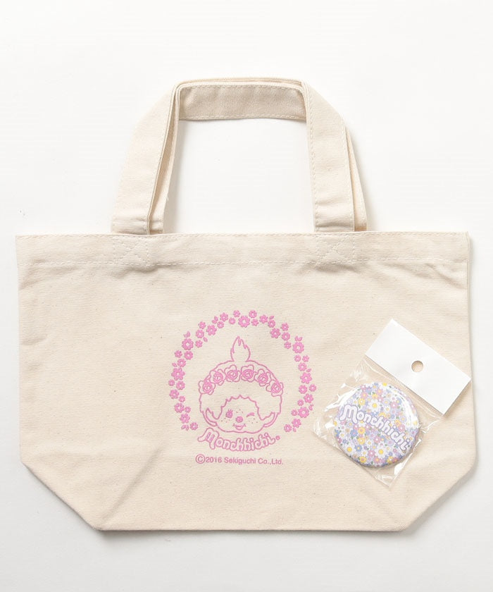 エーエヌシーストア ANC STORE モンチッチ/缶バッジ付きトートバッグ,NATURAL