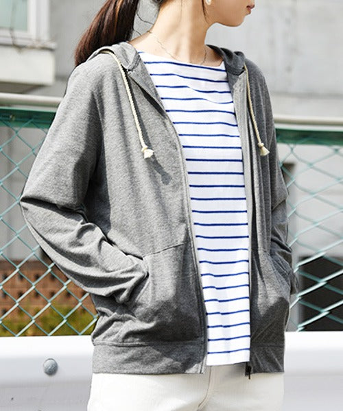 アンドイット and it_ UVカットパーカー パーカー UV カット レディース 長袖 春夏 紫外線対策 日除け 紫外線  羽織り ZIPパーカー 指穴 uvパーカー ZIPパーカー お,31杢グレー