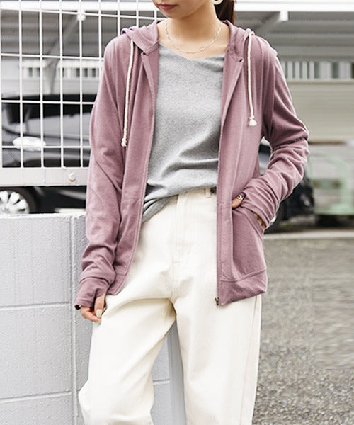 アンドイット and it_ UVカットパーカー パーカー UV カット レディース 長袖 春夏 紫外線対策 日除け 紫外線  羽織り ZIPパーカー 指穴 uvパーカー ZIPパーカー お,23アッシュラベンダー