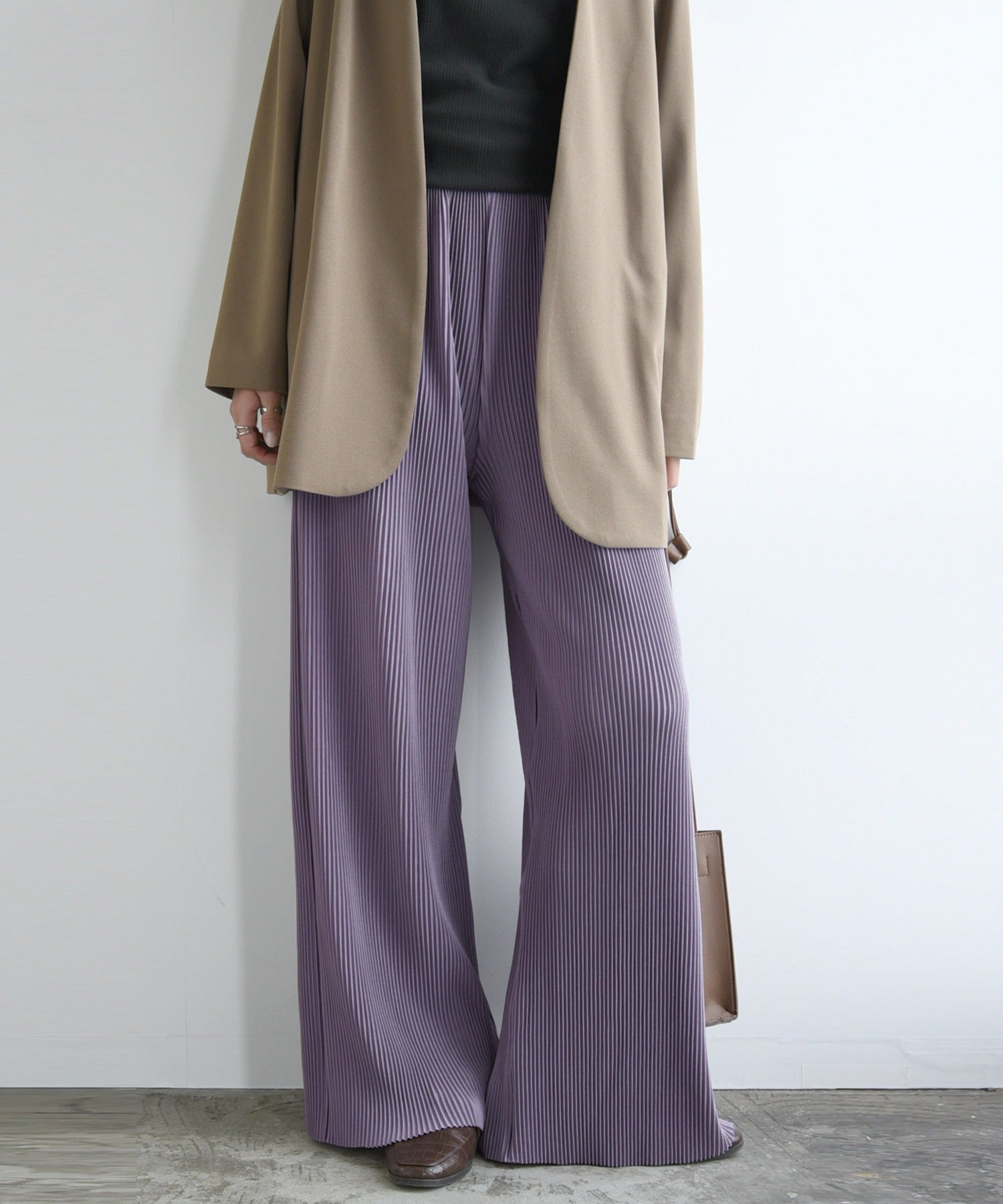 And It and it_ Self-Cut Pleated Wide Pants \ Worn by popular blogger AYA / Pleated Pants Women's Spring Summer Autumn Winter Bottoms Pants Pleats Self-Cut Hem Cut