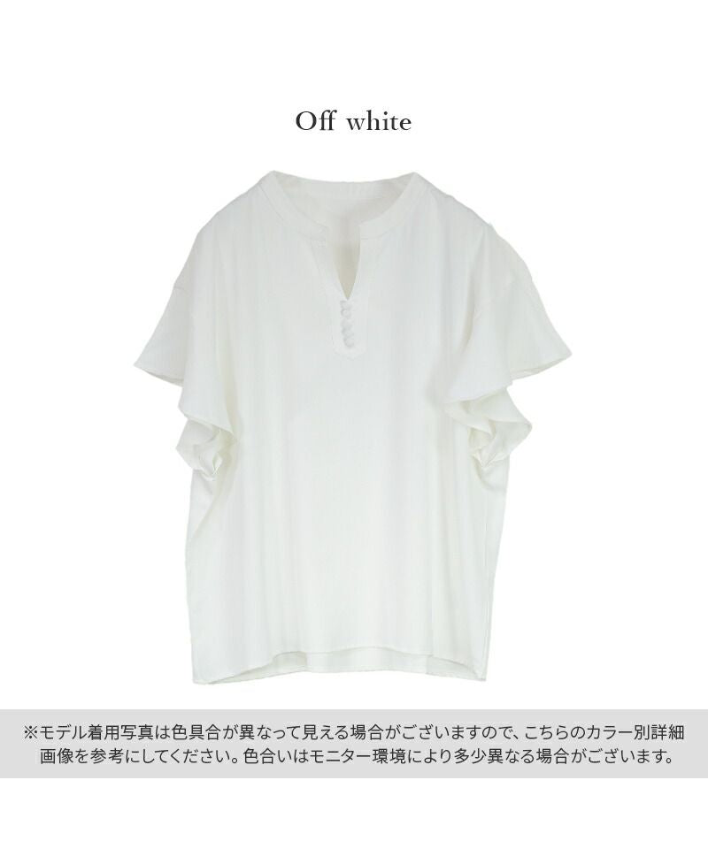 アンドイット and it_ 防汚加工フレンチスリーブフリルブラウス ブラウス レディース 春夏 半袖 トップス 撥水 撥油 効果 汚れにくい シミになりにくい 落ちやすい 食べこぼし 家事