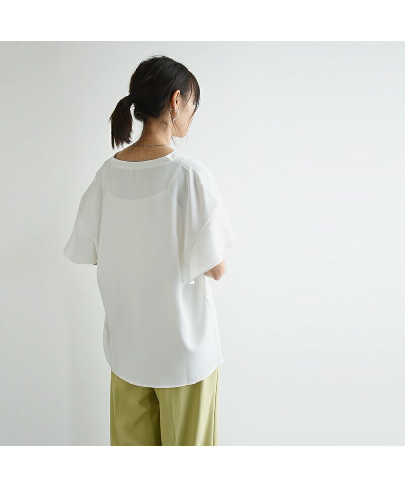 アンドイット and it_ 防汚加工フレンチスリーブフリルブラウス ブラウス レディース 春夏 半袖 トップス 撥水 撥油 効果 汚れにくい シミになりにくい 落ちやすい 食べこぼし 家事